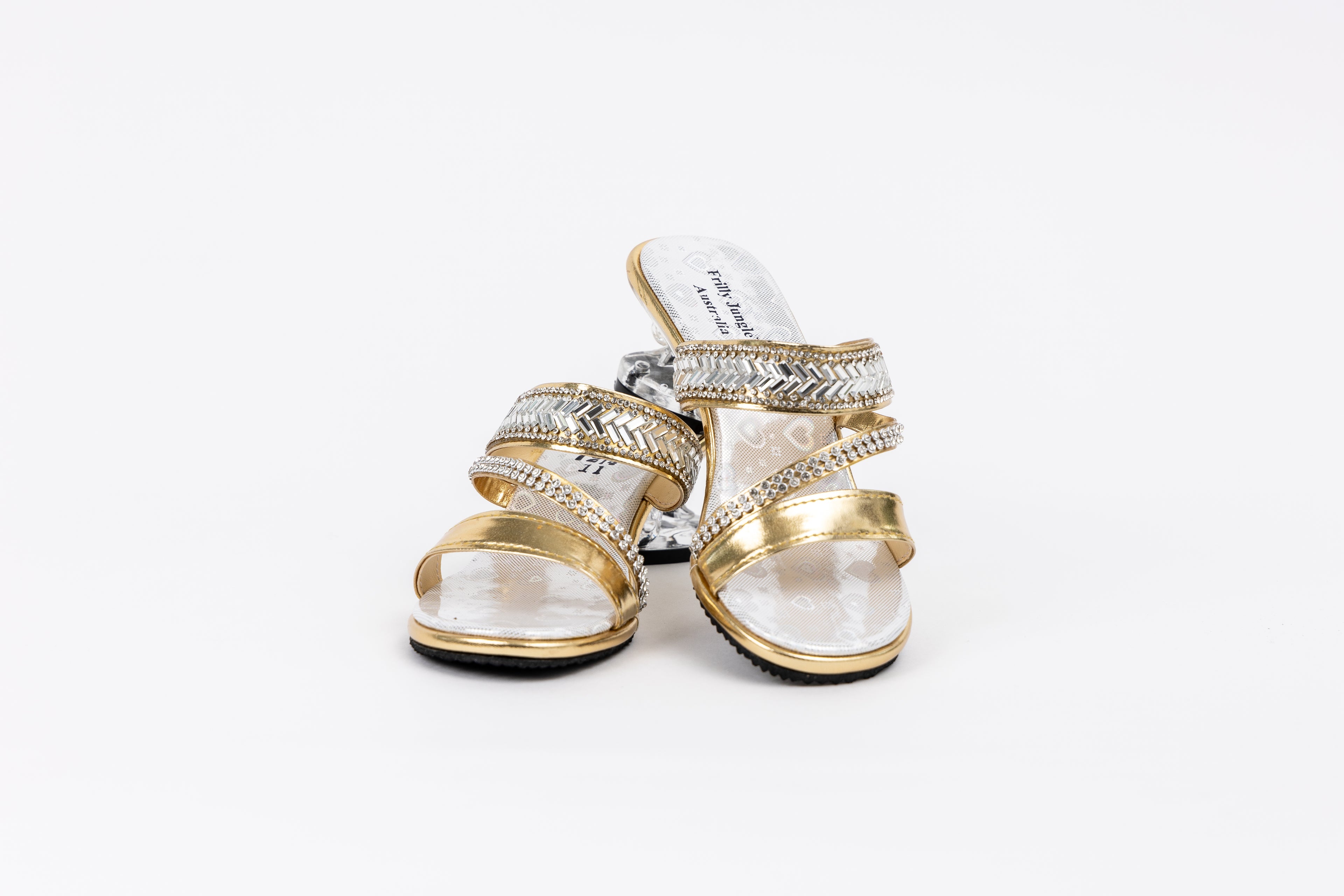 Frilly Jungle Gold Disco Mule