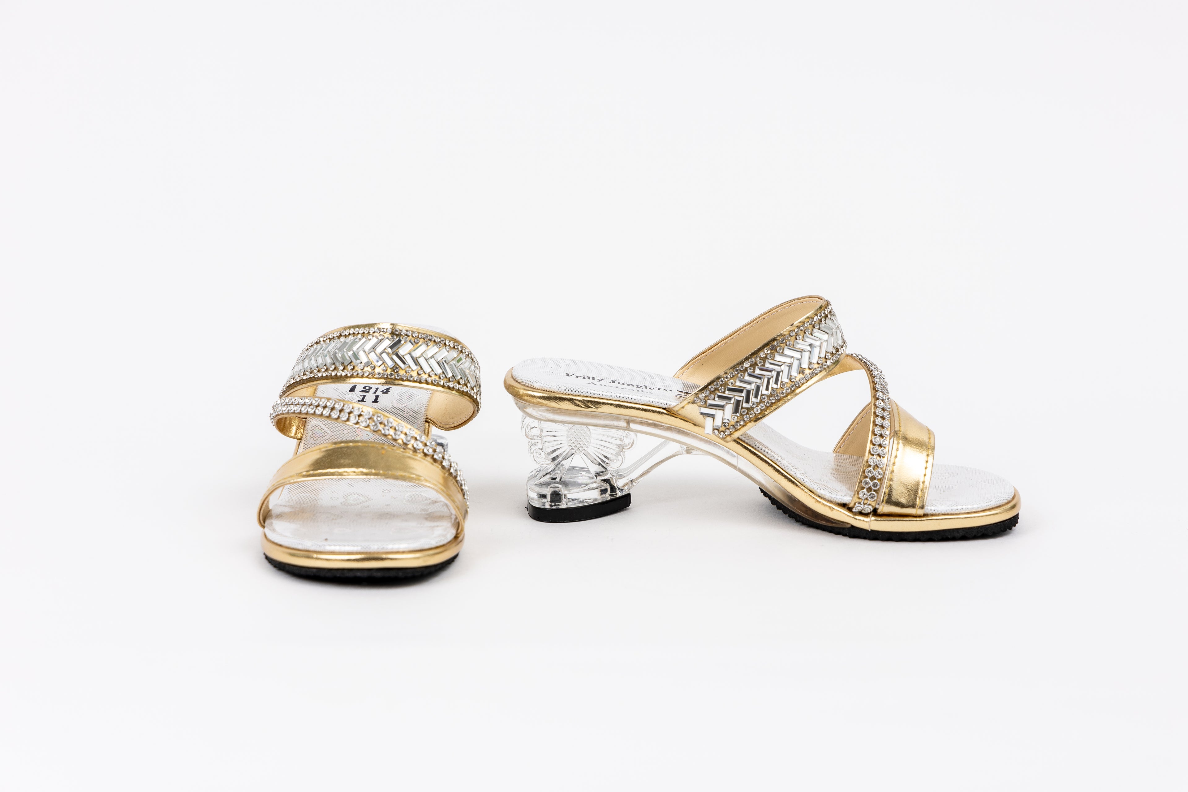 Frilly Jungle Gold Disco Mule