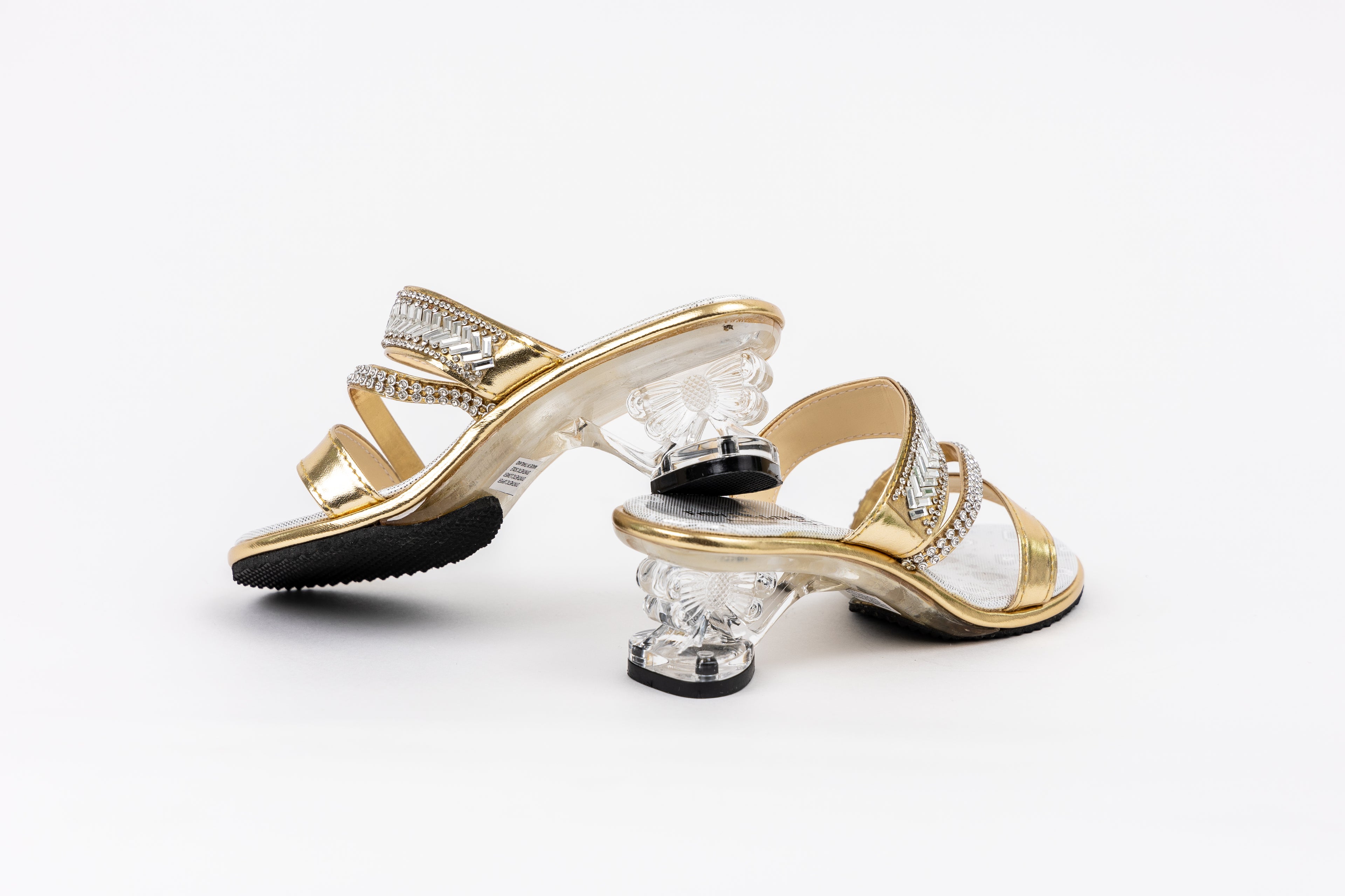 Frilly Jungle Gold Disco Mule