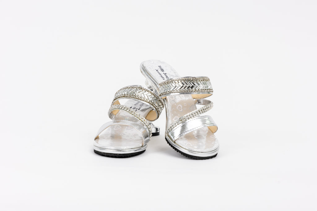 Frilly Jungle Silver Disco Mule