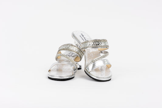 Frilly Jungle Silver Disco Mule