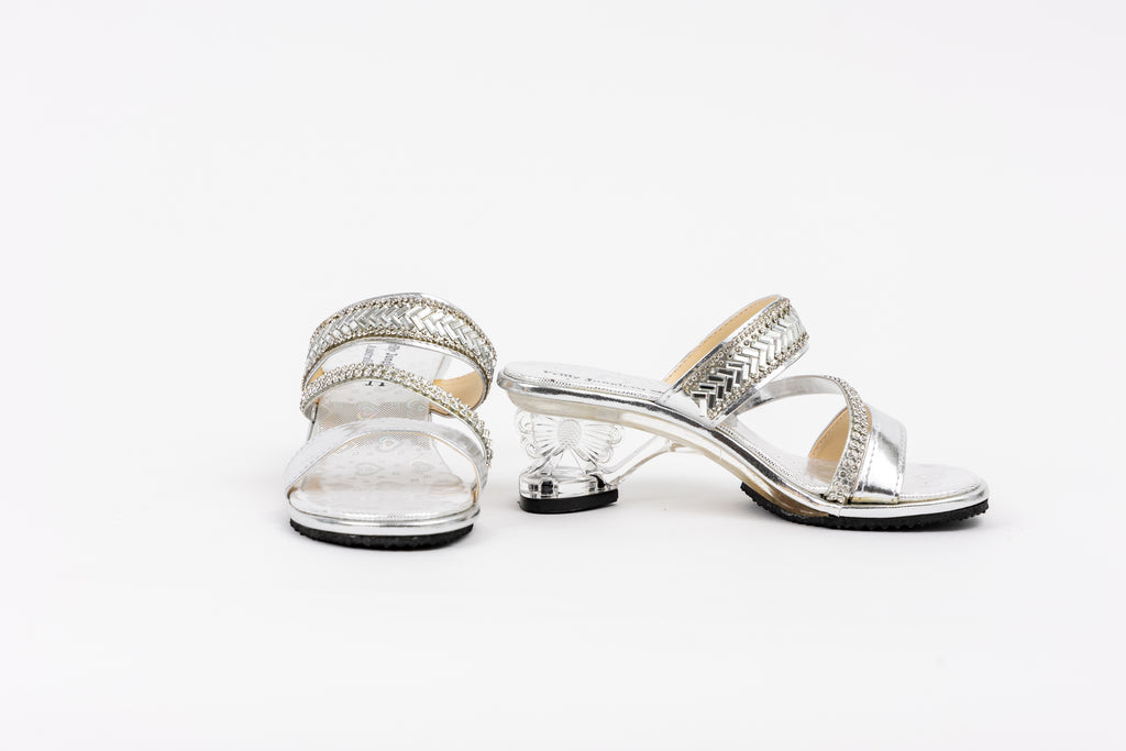 Frilly Jungle Silver Disco Mule