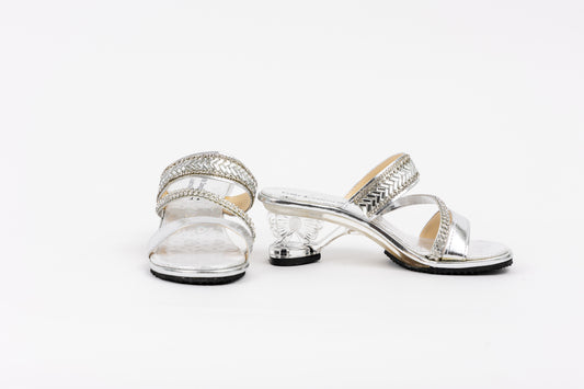 Frilly Jungle Silver Disco Mule