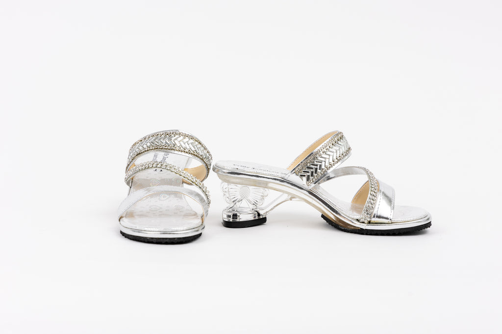 Frilly Jungle Silver Disco Mule