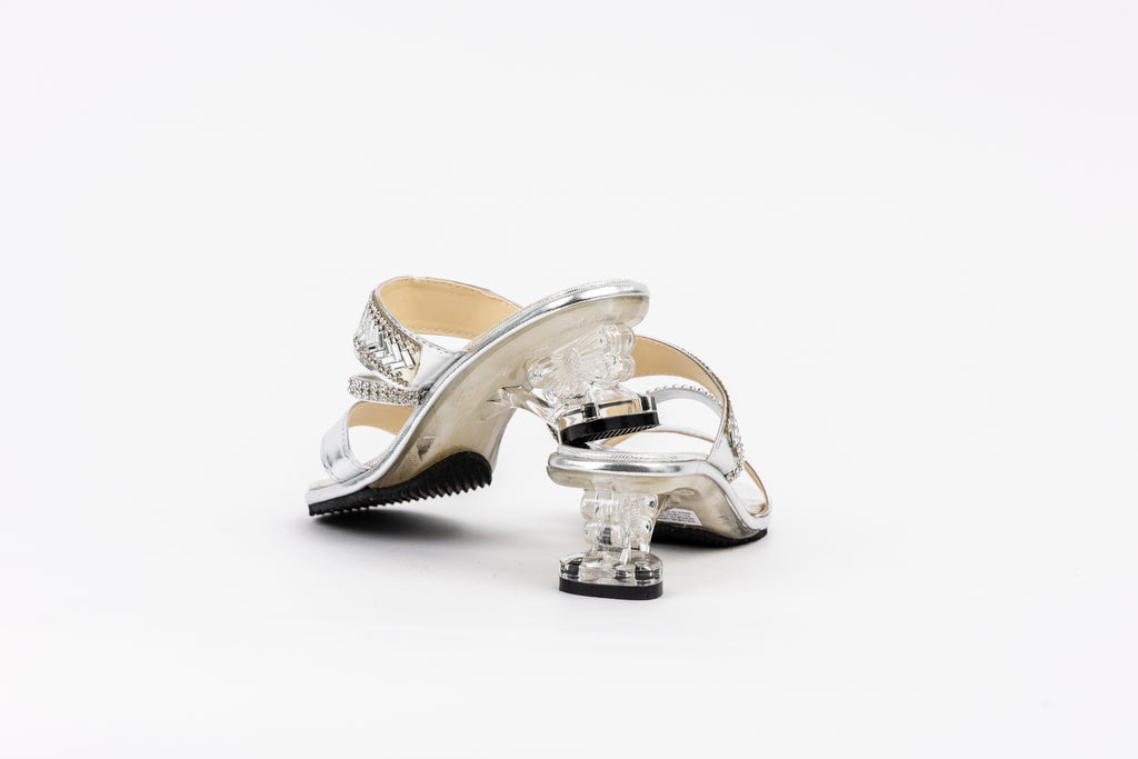 Frilly Jungle Silver Disco Mule
