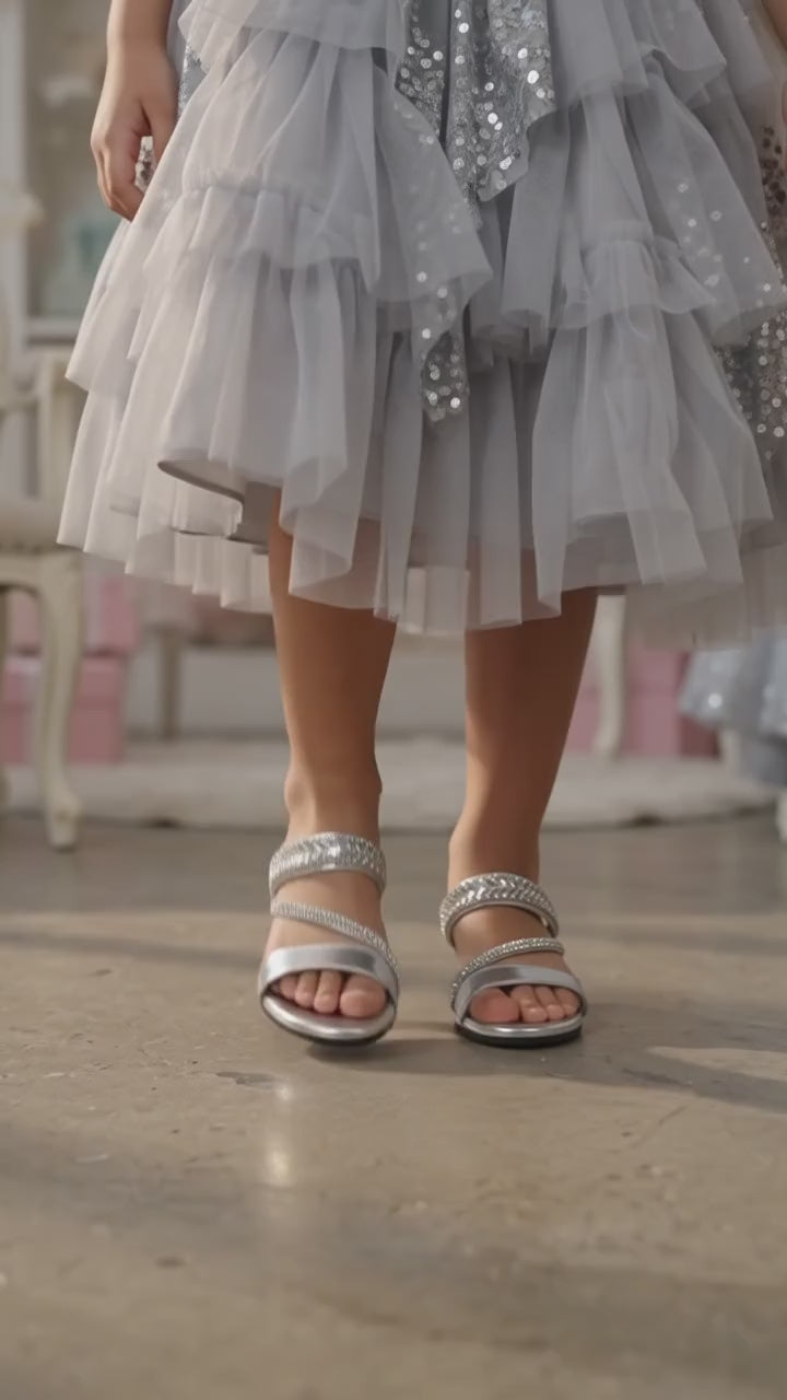 Frilly Jungle Silver Disco Mule